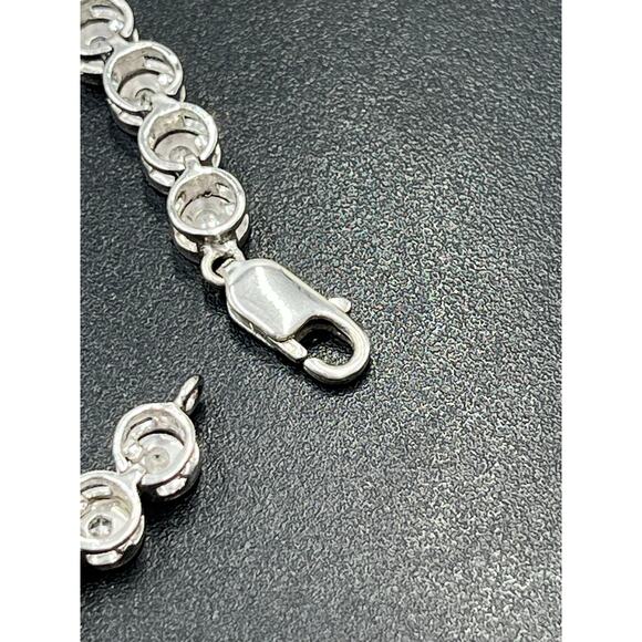 Sterling Silver 925 Classic Diamond Tennis Bracelet Tested 12.6g Design 7.5" - Picture 3 of 10